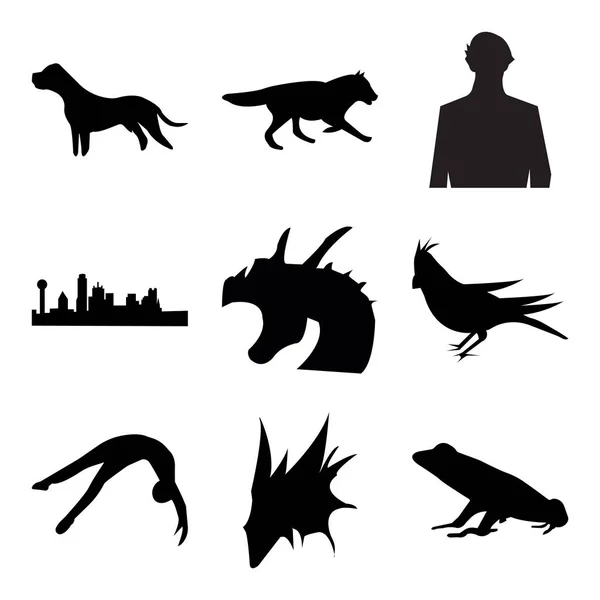Conjunto Iconos Editables Simples Como Rana Negra Grifo Negro Volteo — Archivo Imágenes Vectoriales