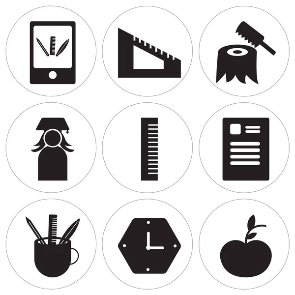 Conjunto Iconos Editables Simples Como Apple Reloj Lápiz Periódico Conjunto — Vector de stock