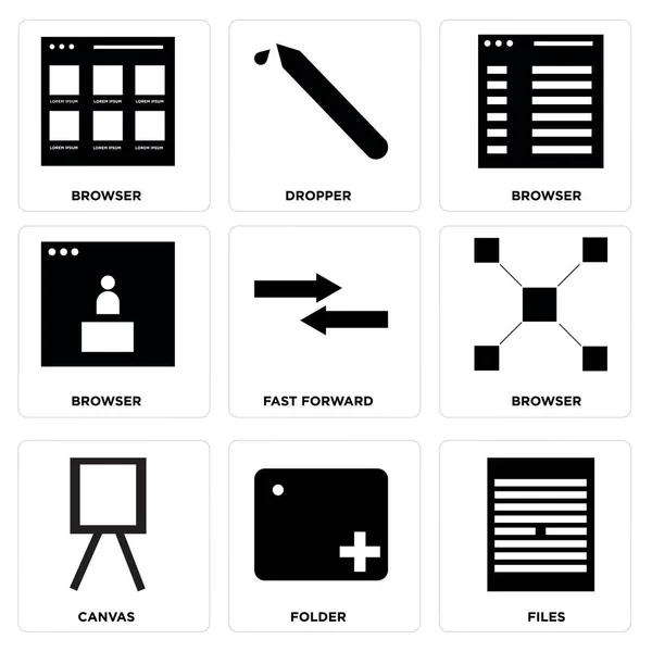 Set van 9 eenvoudige bewerkbare pictogrammen — Stockvector