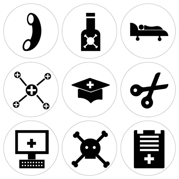 Set von 9 einfach editierbaren Symbolen — Stockvektor