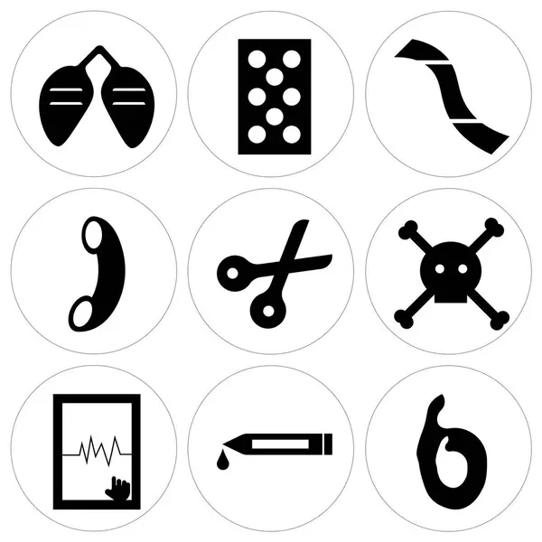 Set von 9 einfach editierbaren Symbolen — Stockvektor