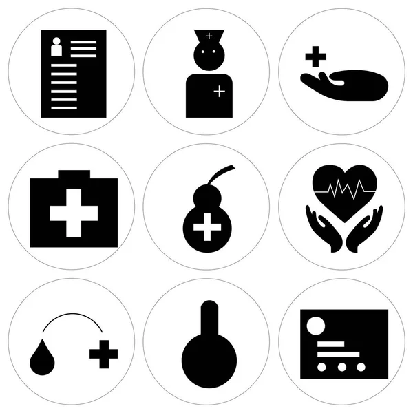 Set Of 9 simple editable icons — Stock Vector