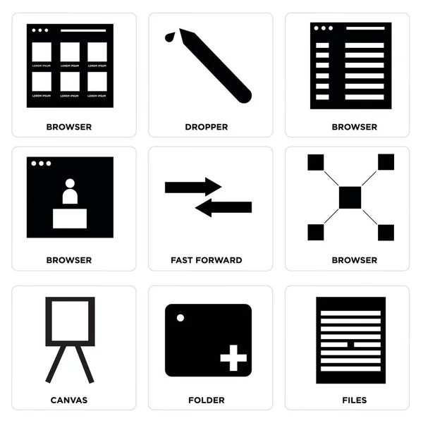 Set di 9 semplici icone modificabili — Vettoriale Stock