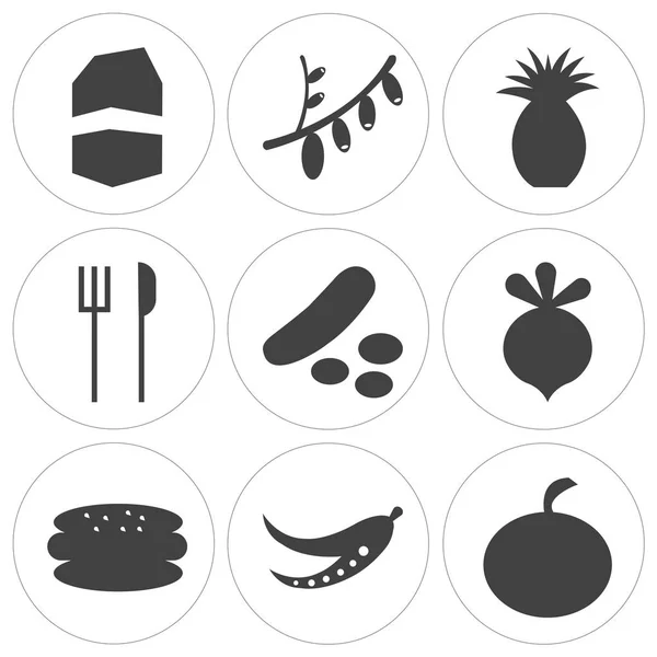 Set Of 9 simple editable icons — Stock Vector