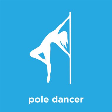 pole dancer simgesini üzerinde mavi arka plan izole