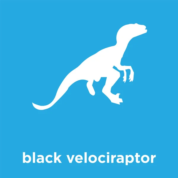 파란색 배경에 고립 된 검은 velociraptor 아이콘 — 스톡 벡터