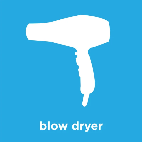 Ikon blow dryer terisolasi di latar belakang biru - Stok Vektor