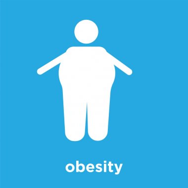 üzerinde mavi arka plan izole obezite simgesi