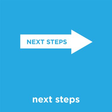 üzerinde mavi arka plan izole sonraki adımları simgesini