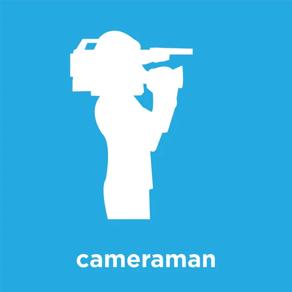 Icône caméraman isolé sur fond bleu — Image vectorielle
