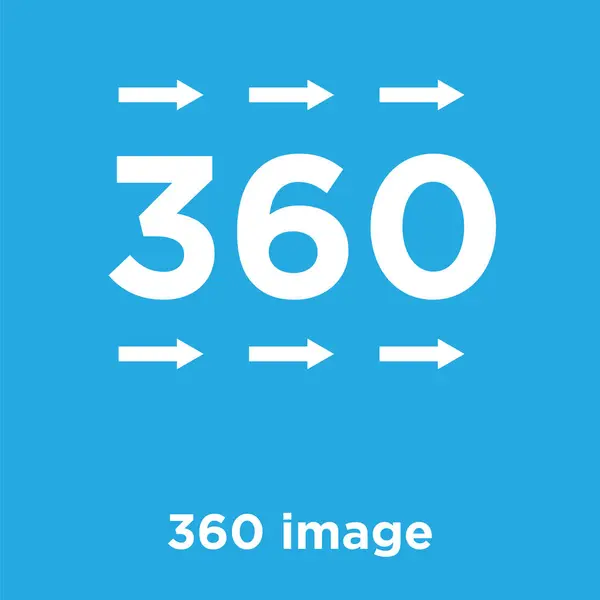 360 obraz ikona na białym tle na niebieskim tle — Wektor stockowy