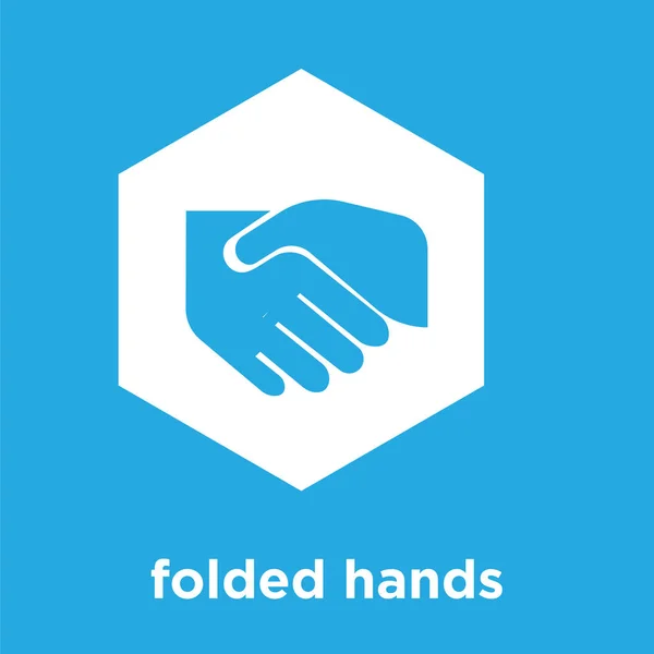 Icône mains pliées isolé sur fond bleu — Image vectorielle