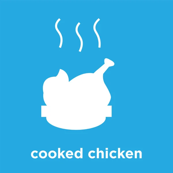 Cooked chicken icon isolated on blue background — Stock Vector