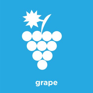 üzüm simgesi üzerinde mavi arka plan izole