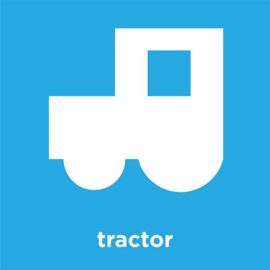 üzerinde mavi arka plan izole traktör simgesi