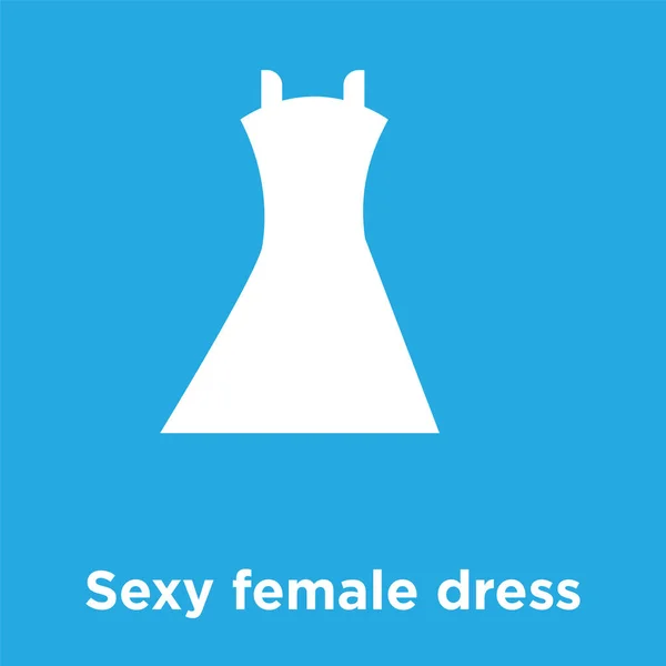 Sexig kvinnlig klänning ikonen isolerad på blå bakgrund — Stock vektor
