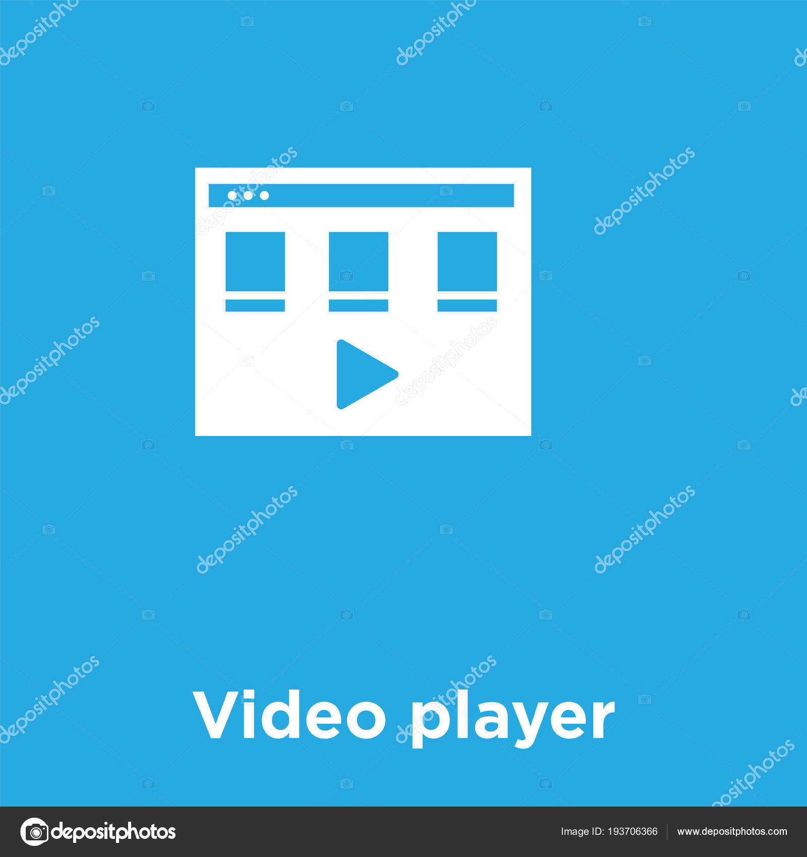 Video Player Icon Isolated On Blue Background Stock Vector