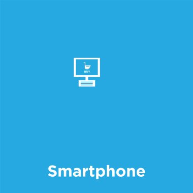 Üzerinde mavi arka plan izole Smartphone simgesi