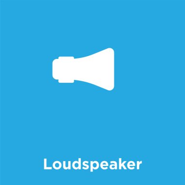 izole mavi arka plan üzerinde hoparlör simgesi