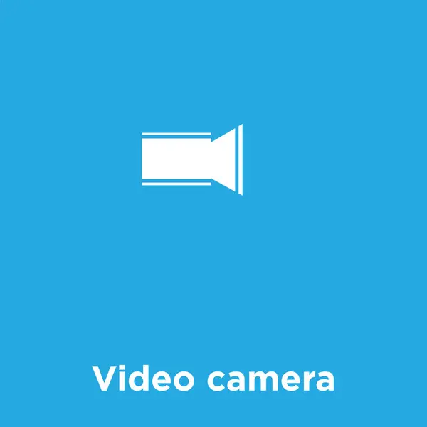 Icono de cámara de vídeo aislado sobre fondo azul — Vector de stock