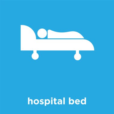 hastane yatak simgesi üzerinde mavi arka plan izole