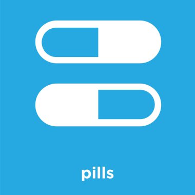 üzerinde mavi arka plan izole hapları simgesi