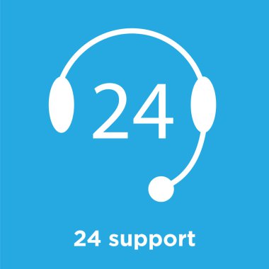 üzerinde mavi arka plan izole 24 destek simgesi