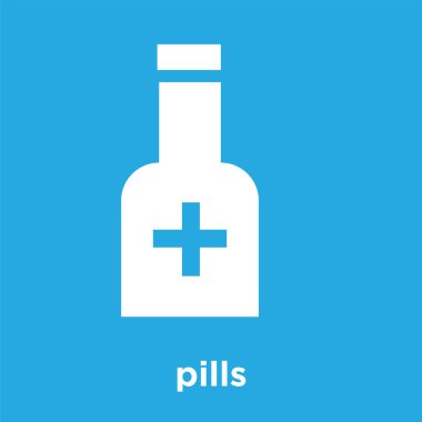 üzerinde mavi arka plan izole hapları simgesi