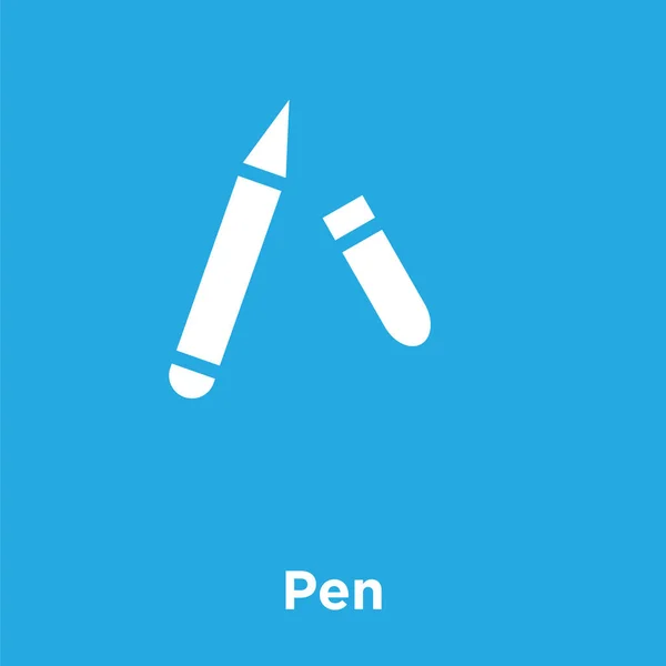 Pen-pictogram geïsoleerd op blauwe achtergrond — Stockvector