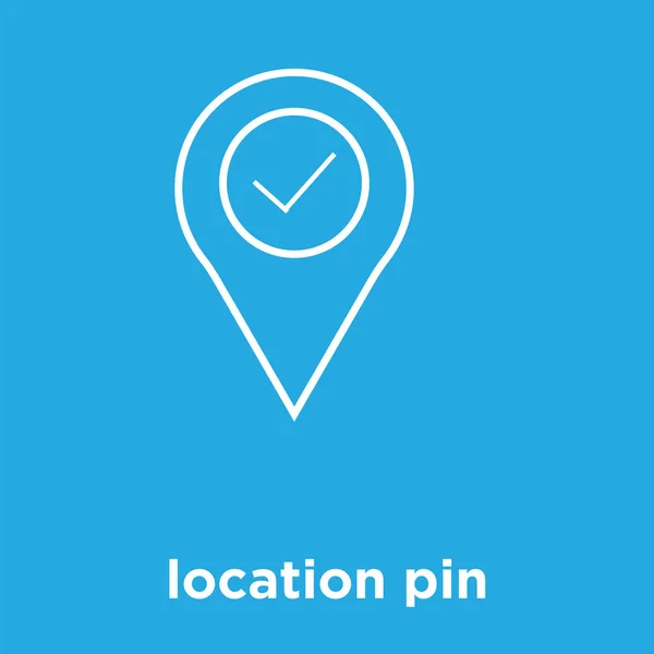 Icono de pin de ubicación aislado sobre fondo azul — Vector de stock