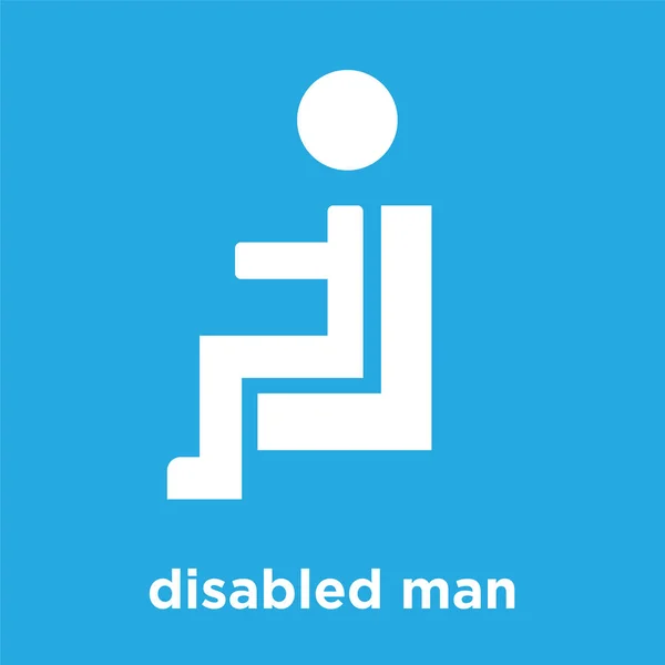 Disabled man icon isolated on blue background — Stock Vector
