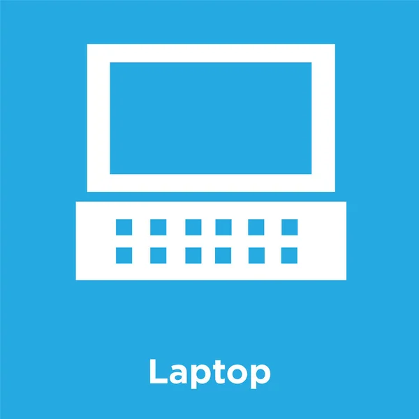 Üzerinde mavi arka plan izole dizüstü bilgisayar simgesi — Stok Vektör