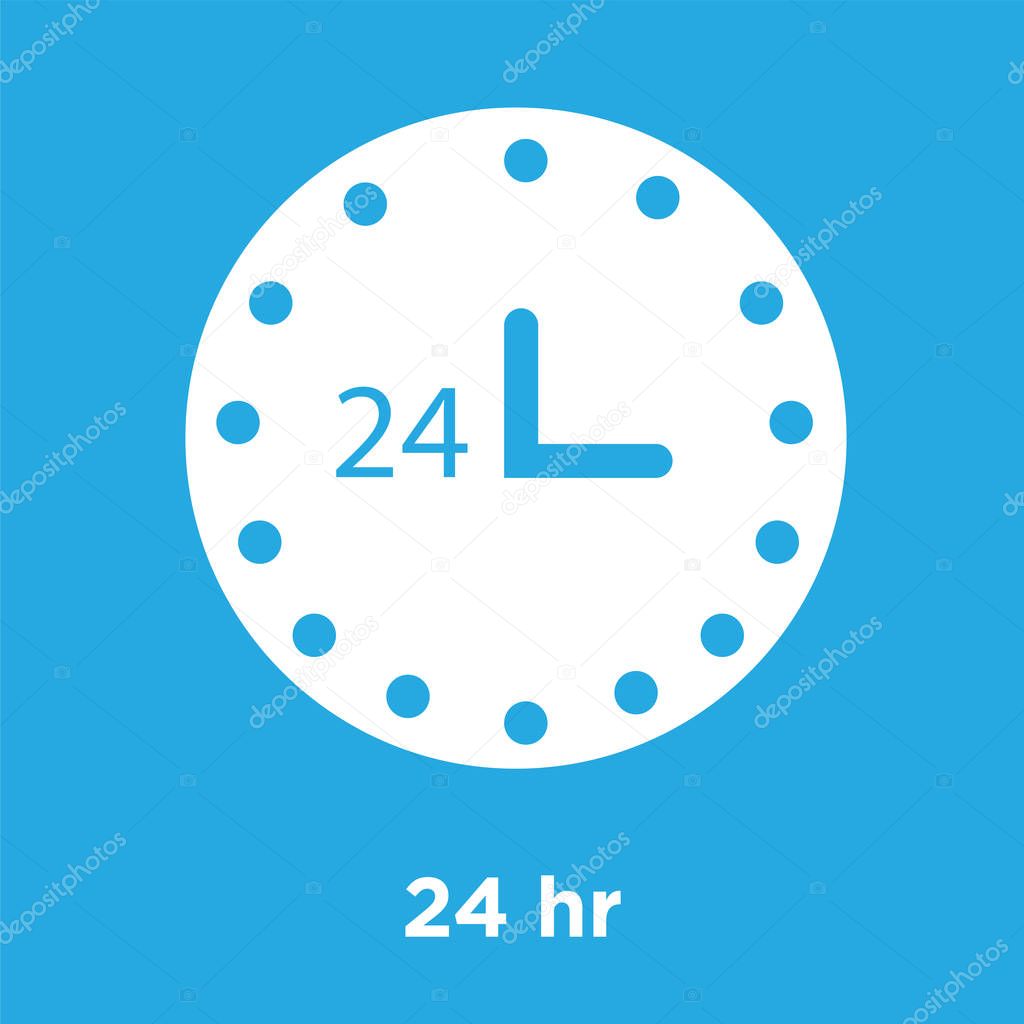 24 hr icon isolated on blue background