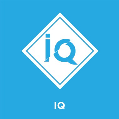 Üzerinde mavi arka plan izole IQ simgesi