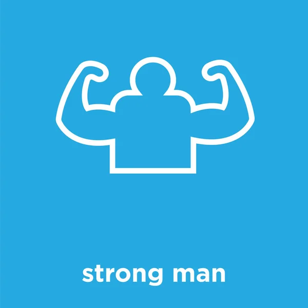 Strong man icon isolated on blue background — Stock Vector