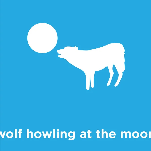 Wolf heult auf dem Mond Ikone isoliert auf blauem Hintergrund — Stockvektor
