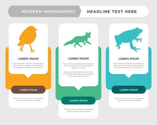 Grenouille noire, renard noir, infographie robin — Image vectorielle