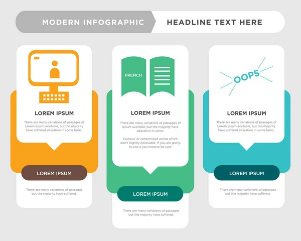 Oops, lengua francesa, video llamada infografía — Vector de stock