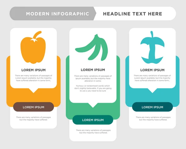 Maçã comido, banana, infográfico pimenta — Vetor de Stock