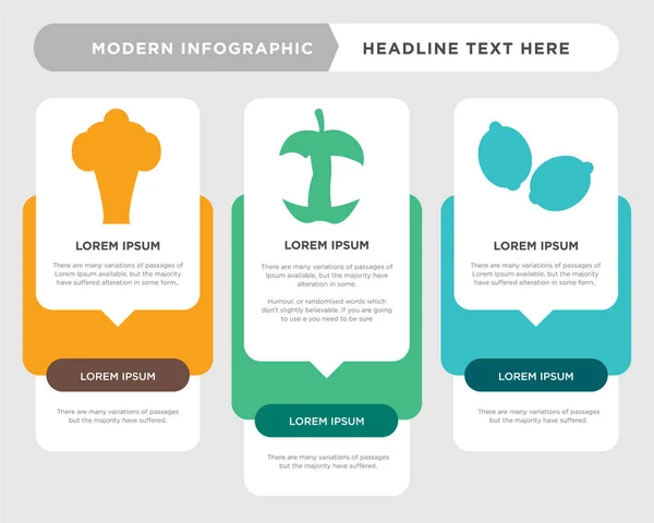 Citron, pomme mangée, infographie brocoli — Image vectorielle