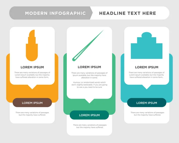 Körperpflegeflasche, Kleidung, Lippenstift-Infografik — Stockvektor