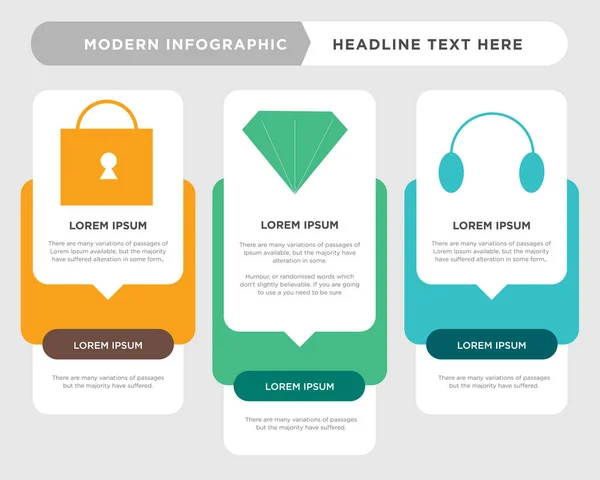 Słuchawki, Diamond, kłódka Infografika — Wektor stockowy