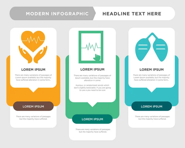 Pulmões, médico, cardiograma infográfico — Vetor de Stock