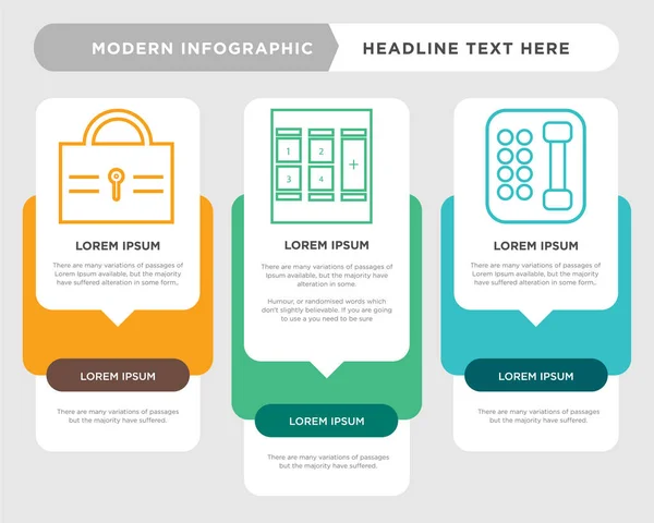 Telefon, Taschenrechner, Schloss-Infografik — Stockvektor