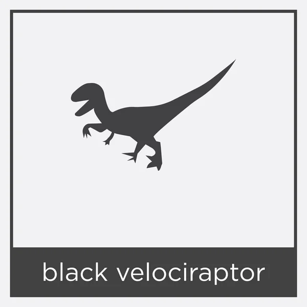 흰색 배경에 고립 된 검은 velociraptor 아이콘 — 스톡 벡터