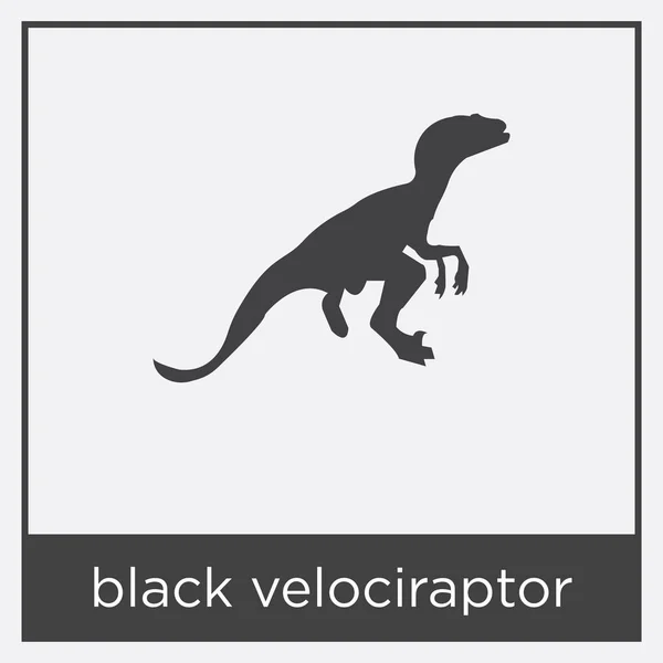 Ícone velociraptor preto isolado no fundo branco — Vetor de Stock