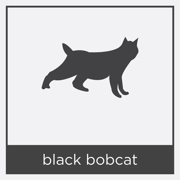 Zwarte bobcat pictogram geïsoleerd op witte achtergrond — Stockvector