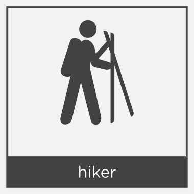 Beyaz arka plan üzerinde izole uzun yürüyüşe çıkan kimse simgesi