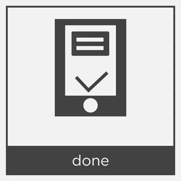 Fertig Symbol isoliert auf weißem Hintergrund — Stockvektor