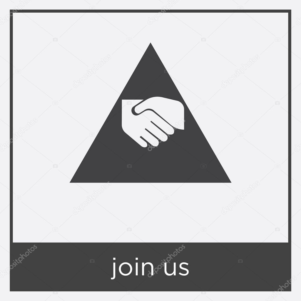 Join us icon isolated on white background with black border